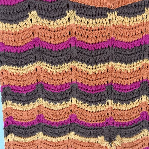 Cotton On Crochet Pants Orange Brown Size M Flare Boho Festival Retro New - Picture 8 of 8